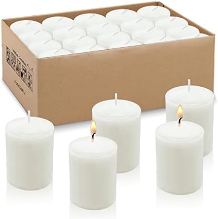 15 Hours White Votive Candles for Weddings Parties Spa Birthdays and Baby Shower, Set of 20 Unscented Bulk Candles for Restaurants and Home Decoration by Unknown