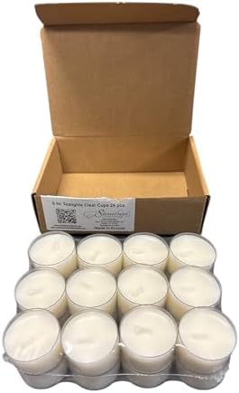 Stonebriar Tea Light Candles — 6 to 7 Hour Burn Time, Unscented Long-Lasting Clear Cup Candles for Home Décor & Special Occasions, Pack of 24, White - Image 2