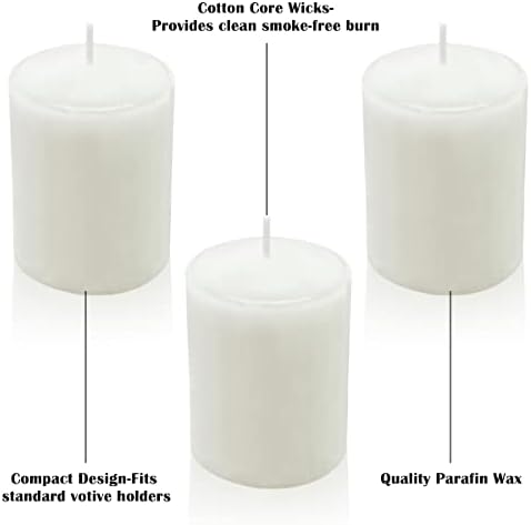 15 Hours White Votive Candles for Weddings Parties Spa Birthdays and Baby Shower, Set of 20 Unscented Bulk Candles for Restaurants and Home Decoration - Image 6