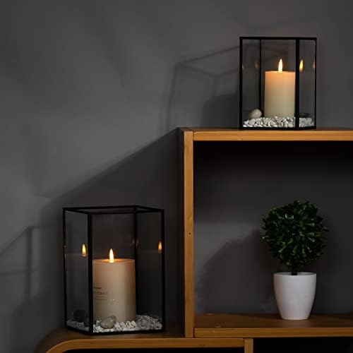 yshengood Hurricane Candle Holder Set of 2 Pcs, Black Candle Holder for Pillar Candle - Image 5