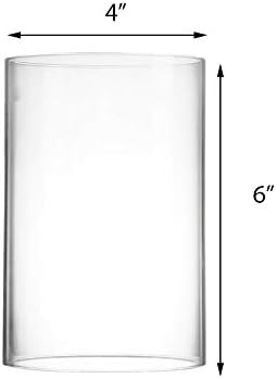 CYS EXCEL 2 PCS (H:6" D:4") Open Ended Clear Glass Hurricane Candleholder Tube Lamp Shade Open Flame Candlestick Holder Chimney Tube Cover Bottomless Cylinder - Image 5