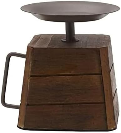 Elements 5.31x4.33x5.31 Inch Wood and Metal Handled Pillar Holder by Elements