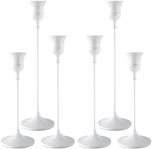 Showin Candlestick Holders White, 6 Packs Taper Candle Holder for Candlesticks, Candle Sticks Holder Decor for Home Decor by Showin