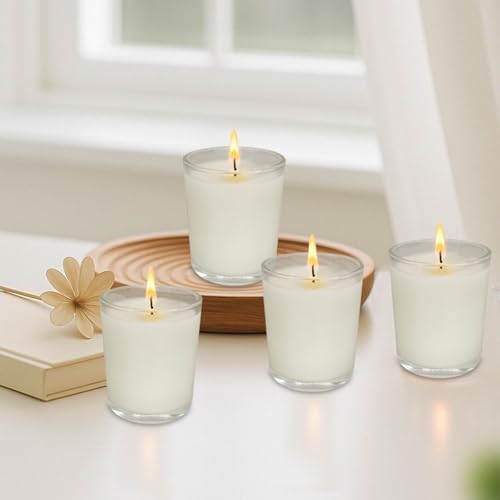 72 Pack White Unscented Clear Glass Filled Votive Candles, Hand Poured Wax Candle Ideal Gifts for Aromatherapy Spa Weddings Birthdays Holidays Party - Image 2
