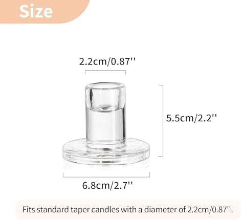 NUPTIO Glass Candle Stick Holder: Set of 10 Clear Small Taper Candlestick Holders for Tapered Candles Bulk Crystal Short Tapers Candlesticks Candleholder for Dining Table Fireplace Mantle Decor - Image 3