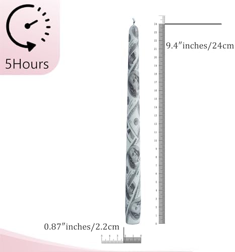 Floral Taper Candle Dripless Candlesticks - Gedengni 4pcs Handmade USA Dollars Candles Long Candle Sticks 10inch Smokeless Tapered Candles for Home Party Wedding Dinner,8-USDO - Image 2