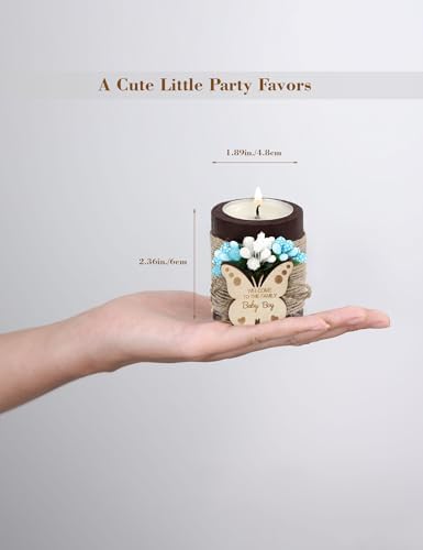 Ju's Favors 10 Piece Wooden Butterfly Tealight Candle Holder,Baby Shower Favor for Guests, Return Gifts, Baby Boy Gender Reveal Gifts, Christening Party Gift for Guests.(Dark brown-blue) - Image 5