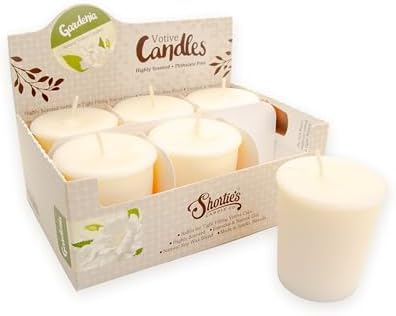 Pure Gardenia Soy Votive Candles - Scented with Essential & Natural Oils - 6 White Natural Votive Candle Refills - Flower & Floral Collection by ShortiesCandleCompany