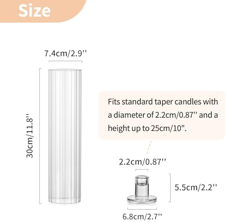 NUPTIO Hurricane Glass Candle Holders: Set of 10 Candlestick Holder 11.8" H - Image 4