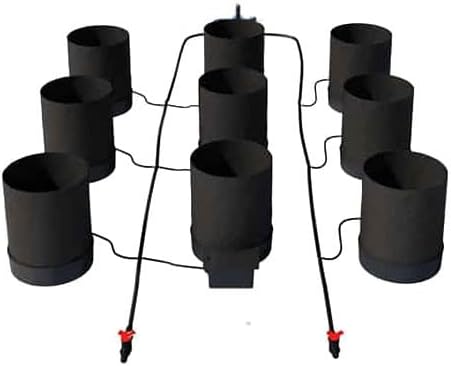 AutoPot 9 Pot GeoPot System with 5 Gallon Fabric Pots - Self-Watering, Gravity-Fed Hydroponic System (9Pot with No Tank)