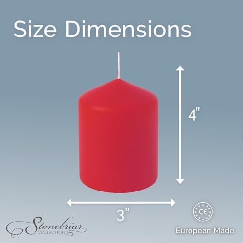 Stonebriar Unscented Pillar Candles – 35 Hour Burn Time, Long-Lasting Wax Candles for Weddings, Holidays, Home Décor & Special Events, Pack of 6, Red, 3" x 4" - Image 6