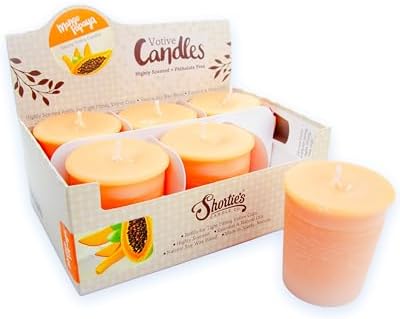 Mango & Papaya Soy Votive Candles - Scented with Natural Fragrance Oils - 6 Orange Natural Votive Candle Refills - Fruit & Berry Collection by ShortiesCandleCompany