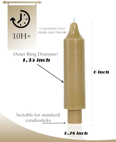 Sahara Beige Short Taper Candle 6 Inch Unscented Dripless Candlesticks,Up to 10-Hour Burn,Perfect for Fall Harvest Halloween Thanksgiving Dinners Parties and Home Décor,Set of 4 - Image 5