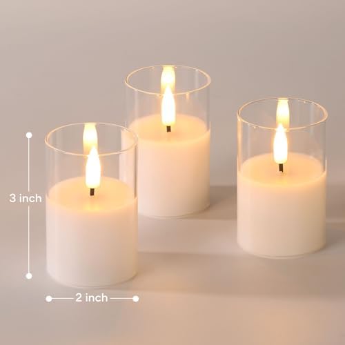 Clear Glass Flameless Votive Candles with Remote Timer, Real Wax Flickering LED Battery Candles Set of 6 Φ 2" H 3" - Image 2