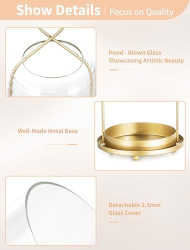 NUPTIO Glass Lanterns Decorative Outdoor, Gold Hurricane Candle Holders - Image 4