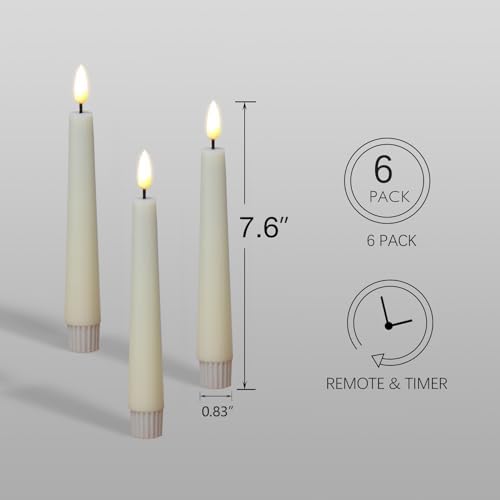 Eywamage Short Ivory Flameless Taper Candles with Remote Set of 6 - Image 3