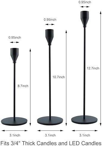 NLBTW Black Candlestick Holders, Set of 3 Tall Metal Taper Candle Holder - Image 5
