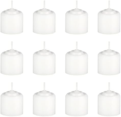 Mega Candles 12 pcs Unscented White Votive Candles, Hand Poured Wax Candle 10 Hours 1.38 Inch x 1.5 Inch, Home Décor, Wedding Receptions, Centerpieces, Occasions, Events, Festivities, Meditations by MEGA+CANDLES