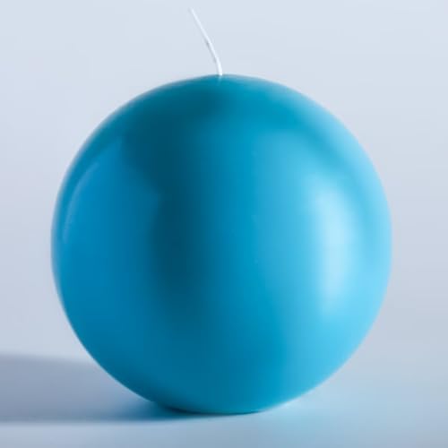 MOZEAL Hand-Poured, 6 Inch Turquoise Large Round Ball Candles - Elegant Turquoise Round Pillar Candles, Dripless, Unscented, Smokeless, Ideal for Summer Parties. by MOZEAL