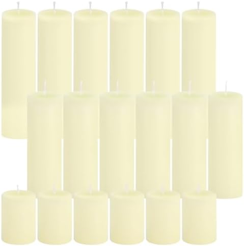Ivroy Pillar Candles Bulk Set of 18，Hurricane Candles，3 Different Lengths 2 x 3/6/8 Inch (6 Each)，Dripless Unscented Smokeless，Gives You a Better Atmosphere When Organizing an Event Party. by Trxvxo