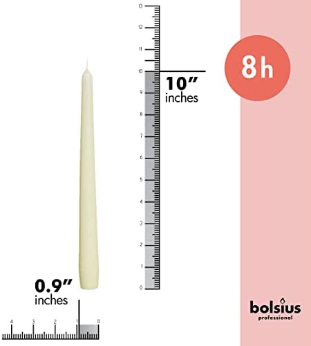 BOLSIUS Long Household Ivory Taper Candles - 10-inch Unscented Premium Quality Wax - 8 Hours Long Burning Dripless Candles Bulk Pack of 60 for Home Decor, Wedding, Parties and Special Occasions - Image 2