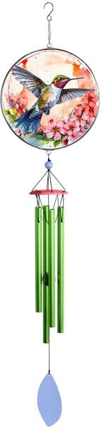 Spoontiques Hummingbird Suncatcher Wind Chime - Outdoor Garden Décor - Decorative Chimes for Yard, Garden, Backyard and Patio Decoration