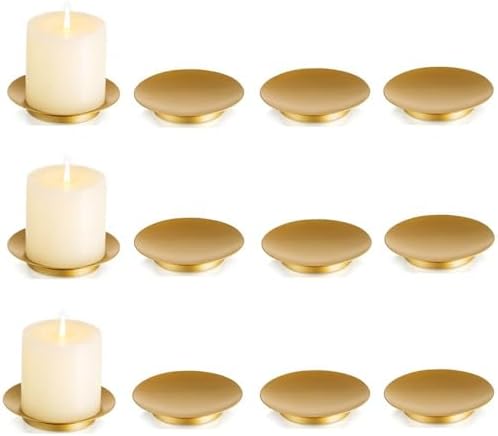 Iron Pillar Candle Holder: 4.25" Gold Candle Tray and Plate by CreatedforWeddingsandHome