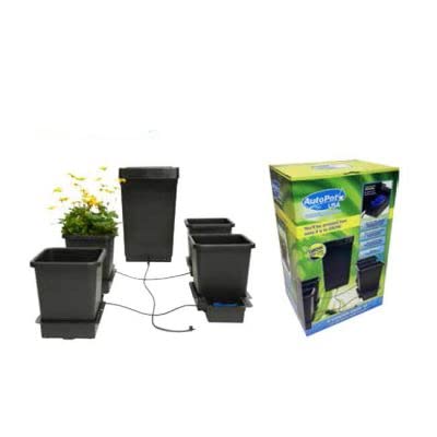AutoPot 4 Pot System with 3.9 Gallon Plastic Pots and 12.4 Gallon Tank - Self-Watering, Gravity-Fed Hydroponic Systems (4Pot - 3.9 Gallon - 12.4 Gallon Tank)