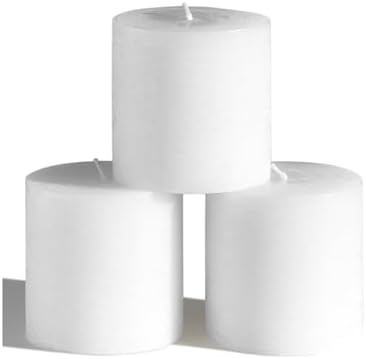CANDWAX 3x3 Pillar Candles Set of 3 - Rustic Unscented No Drip White Candles for Home Decor, Weddings, Centerpieces by CANDWAX
