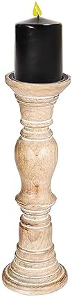 Rustic Candle Holder Set of 3 – 10", 8", 6" – Burnt Finish Wooden Pillar Stands for Wedding, Party, Home Décor, Spa – Country Style Gift for Table Centerpiece - Image 6