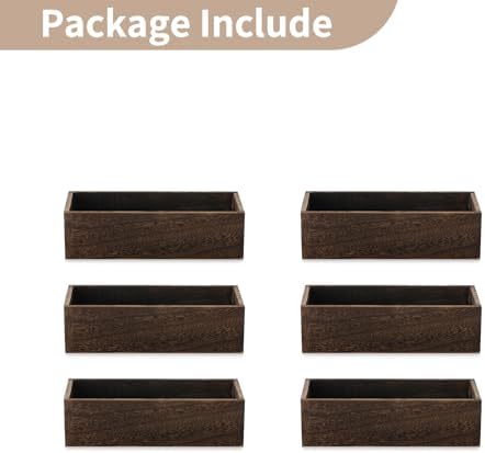 NUPTIO Wooden Flower Box Centerpieces, Rectangle, 11.8" Long, Brown, 6 Pcs - Image 5