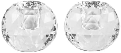 Kitcom Crystal Taper Candle Holders Multiple Faceted Designed Hand Cut Crystal Holders Wedding Banquet Decorations for Home W2.4xH1.8Inches Pack of 2, Comes with Gift Box by kitComhomekitchen