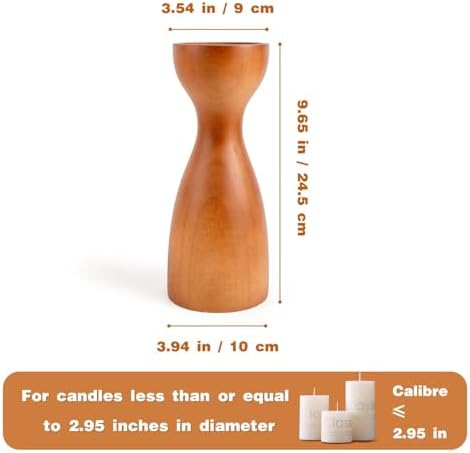 Wood Candle Holders for Pillar Candles Wooden Candlestick Holder Unique - Image 2