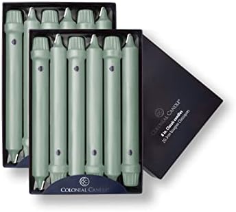Colonial Candle Unscented Taper Candle, Classic Collection, Colonial Classic Green, 8 in, Pack of 12 - Up to 6 Hours Burn by ColonialCandle