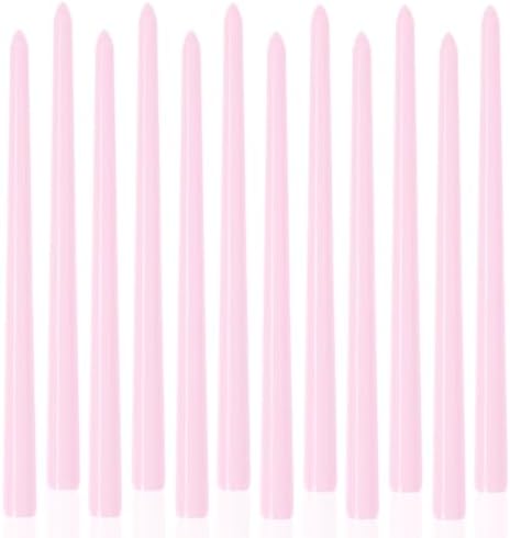 Light Pink Tall Taper Candles 12 inch Unscented Smokeless Long Tall Tapered Candle for Candlesticks Sticks Wedding Advent Home Decor Dinner Christmas，Set of 12 by LPUSA