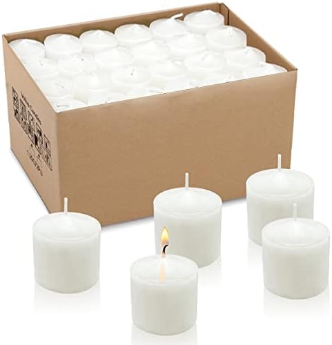 8 Hour White Votive Candles for Weddings Party Spa and Emergency, Set of 72 Small Unscented Bulk Candles for Restaurants and Home Decoration by Unknown