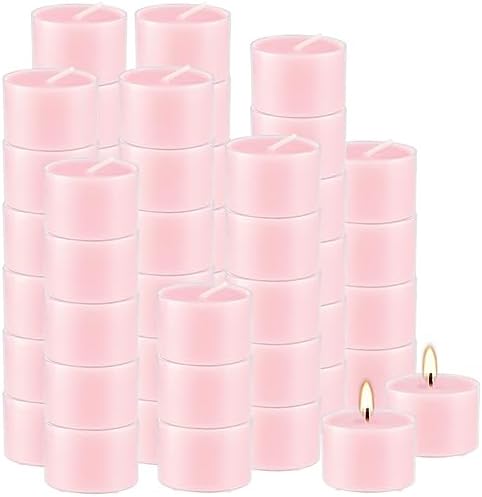 Rose Scented Candle Tealight Candles in Clear Cup, 8 Hours Consistent Smkless Clean Burning, Great for Valentine's Day Holiday, Wedding, Spa, Emergency and Home Decoration（Pink，50 Pack） - Image 2