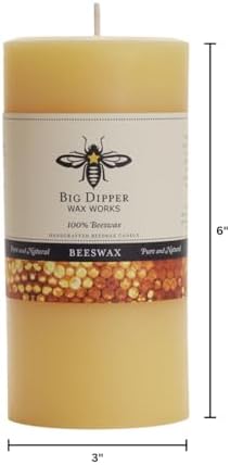 Big Dipper Wax Works 100% Beeswax Pillar Candle, 3 x 6 in, Natural - Image 2