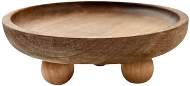 Vaveren Small Wooden Riser Wooden Pedestal for Display Tray Display Riser for Entry Table Farmhouse Kitchen Tabletop Centerpieces , Round 12.9x4cm by Vaveren