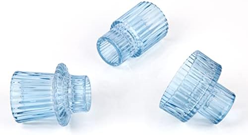 Vixdonos Glass Candlestick Holders Tealight Candle Holders for Table Centerpieces, Wedding Decor and Dinner Party (3 Pcs, Light Blue) - Image 3