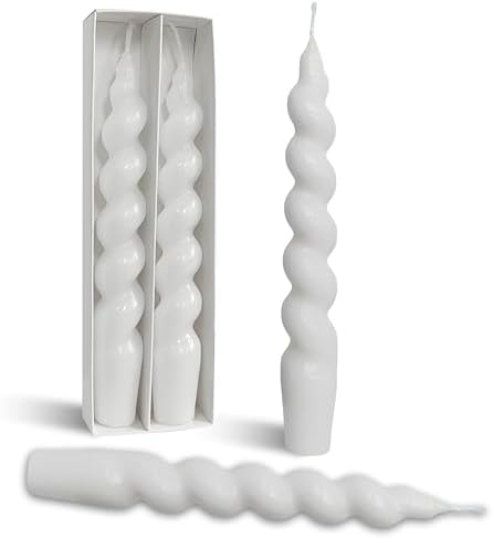 Spiral Taper Candles Unscented Twisted Candlesticks 7.5 Inch Smokeless White Handmade Short Candle Stick for Wedding Dinner Decor Creative Gifts 2 PCS by BALEAGCDL