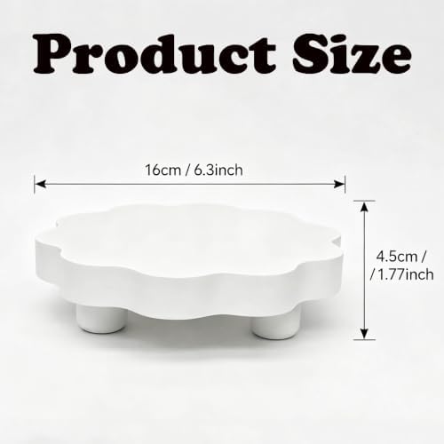 2 Pcs Scalloped Wood Display Risers,Rustic Wooden Pedestal Stand, Candle Stands Holder, Wooden Riser for Figures, Dessert Cupcake Tray for Party, Display Artwork collectibles for Decoration and Organize (White, 6.3 Inch) - Image 2