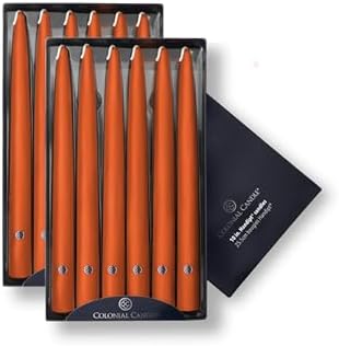 Colonial Candle Unscented Taper Candle, Handipt Collection, Pumpkin, 10 in, Pack of 12 - Up to 8 Hours Burn by ColonialCandle