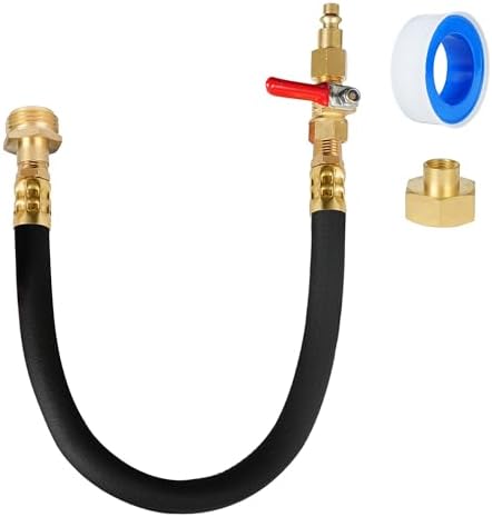Hourleey RV Winterizer Kit, 18.5" Sprinkler Winterizing Blowout Adapter with Shut Off Valve, Air Compressor Quick-Connect Plug to 3/4" Hose Blow Out Adapter for Motorhome Boat Camper Travel Trailer by Hourleey