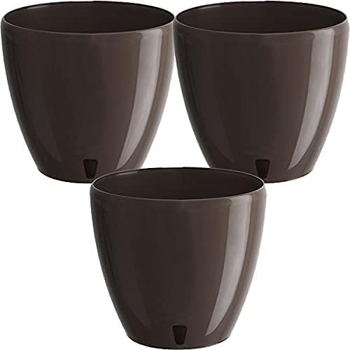 DECOPOTS - 3 Pack Self Watering Planter - Indoor Decorative Flower Pot with Drainage Cartridge and Water Level Indicator (5.5", Shade)
