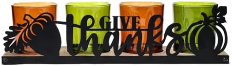 Thanksgiving Centerpieces Glass Tealight Votive Candle Holder Include 1 Candle Tray & 4 Candle Holders Fall Thanksgiving Table Decorations Indoor - Image 2