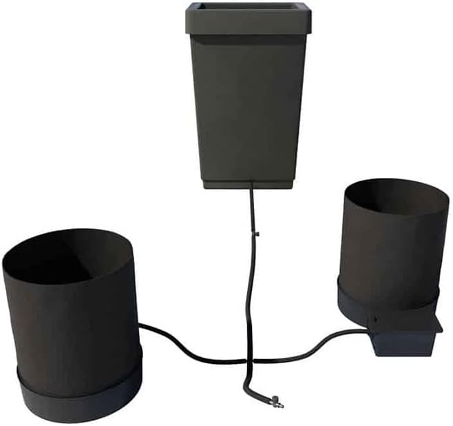 AutoPot 2 Pot GeoPot System with 3 Gallon Fabric Pots - Indoor, Self-Watering, Gravity-Fed Hydroponic Systems (2Pot with 12.4 gal Tank), Black