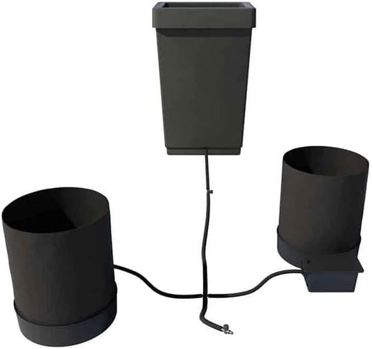 AutoPot 2 Pot GeoPot System with 5 Gallon Fabric Pots - Self-Watering, Gravity-Fed Hydroponic System (2Pot with 12.4 gal Tank) Indoor, Black