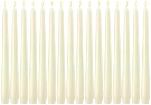MTLEE 16 Pcs 10 Inch Taper Candle Sticks Smokeless Unscented, Ivory by MTLEE