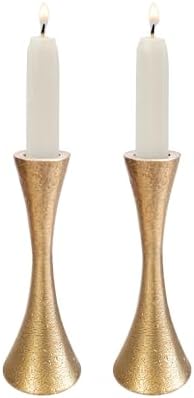 Yair Emanuel Shabbat Candle Holders Tapered Design, Brass or Silver Finish, Shabbos Candlestick Holders Judaica Wedding Gift (Antique Brass, 4.7 CNE-1) - Image 2